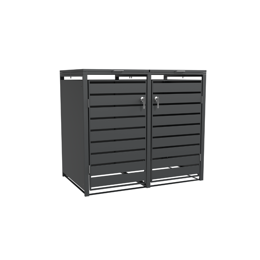 Ecoscape Double Bin Storage with Lid in Charcoal