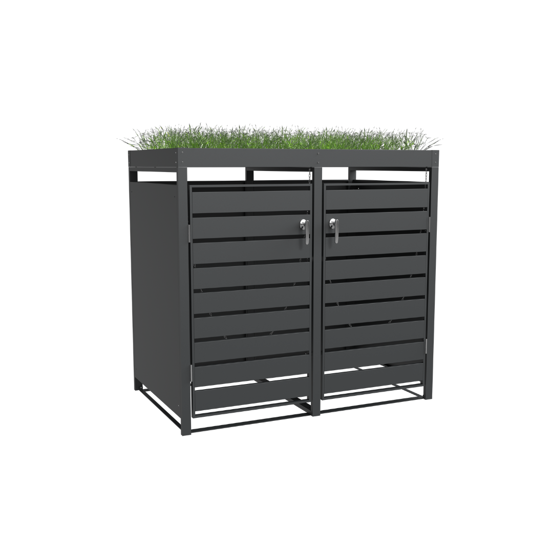 Ecoscape Double Bin Storage with Planter in Charcoal