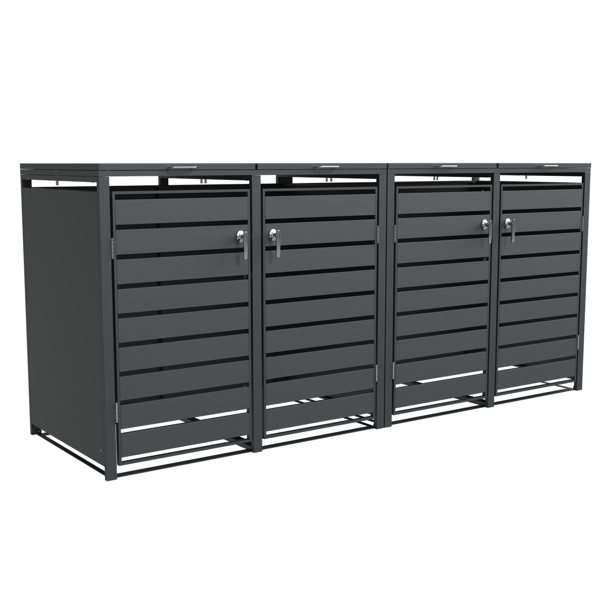 Ecoscape Quadruple Bin Storage with Lid in Charcoal