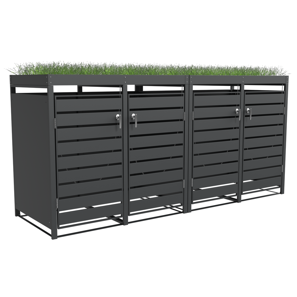 Ecoscape Quadruple Bin Storage with Planter in Charcoal