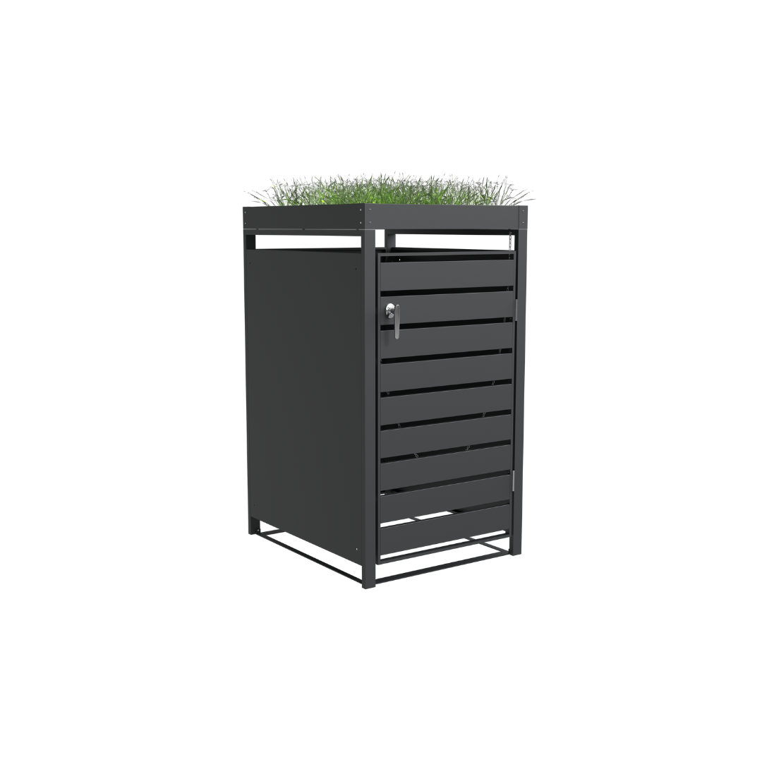 Ecoscape Single Bin Storage with Planter in Charcoal