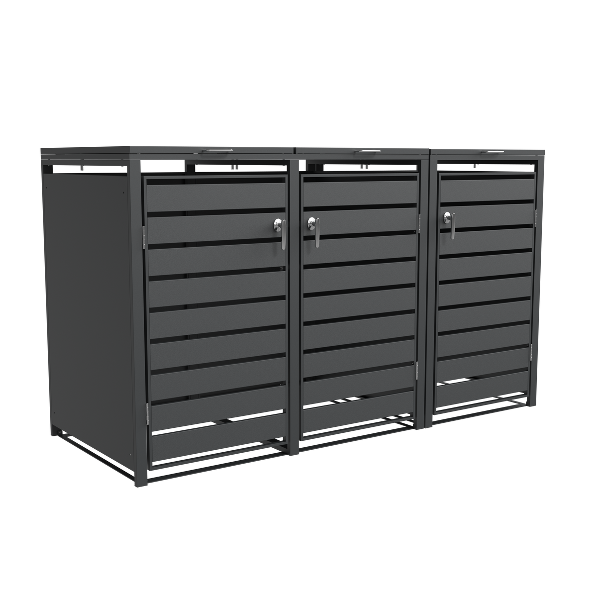 Ecoscape Triple Bin Storage with Lid in Charcoal