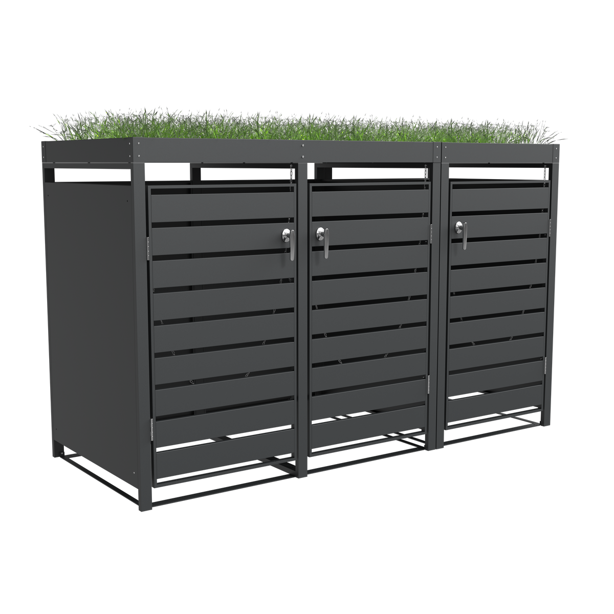Ecoscape Triple Bin Storage with Planter in Charcoal